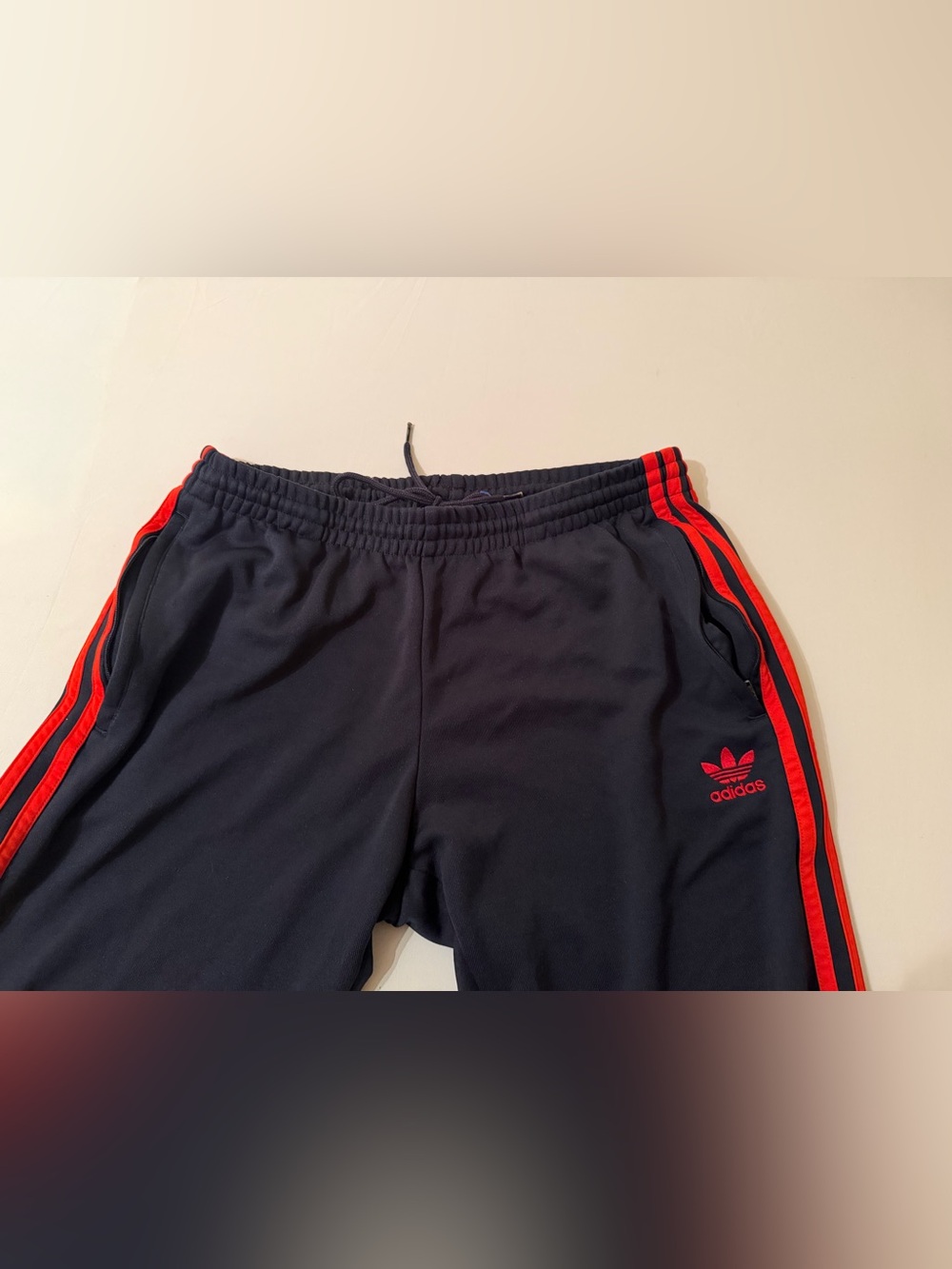 Vintage Adidas Joggers Sweatpants Mens L Navy Blue Red Stripes Retro 90s Stripes View 4
